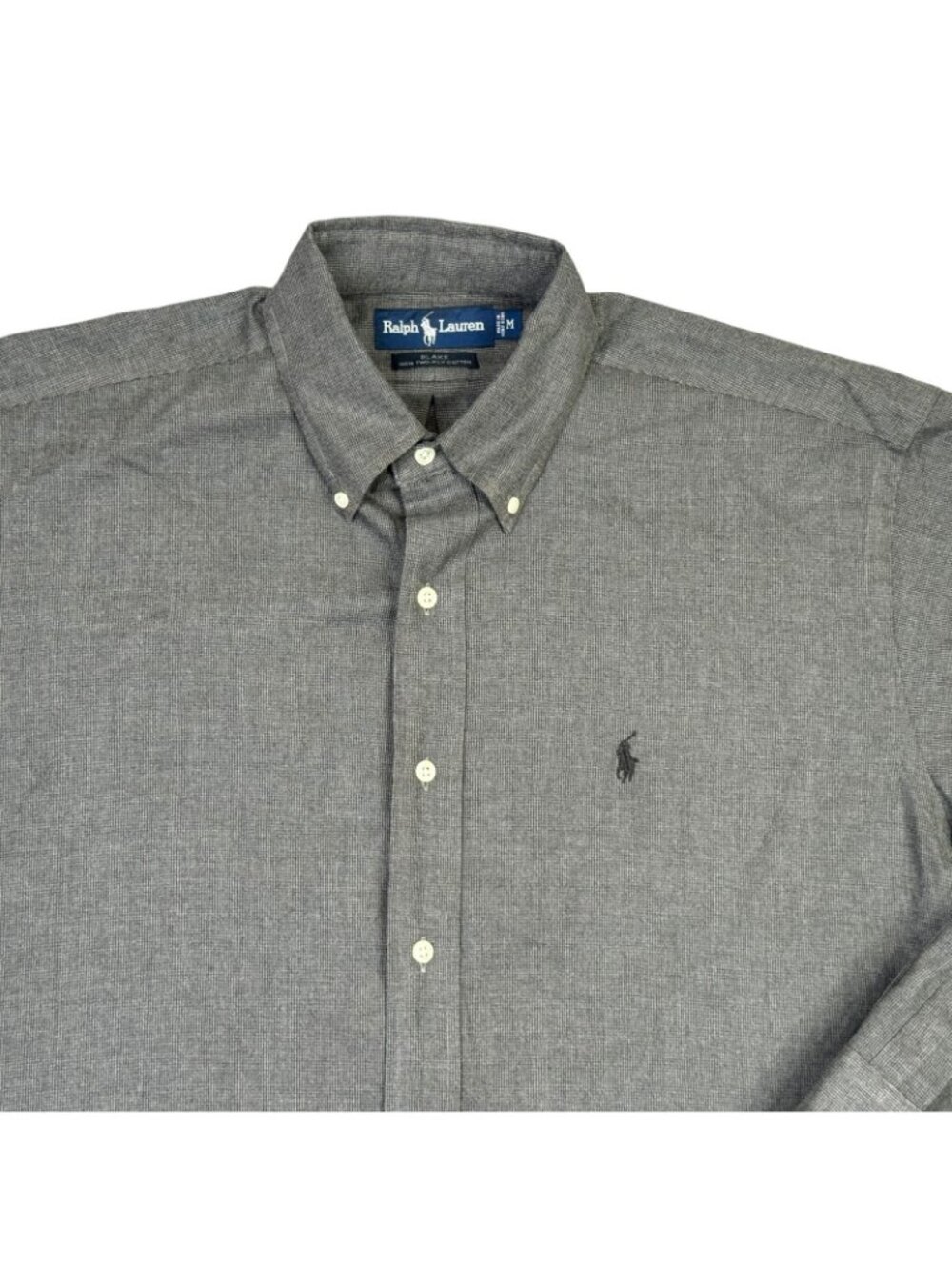 Ralph Lauren Blake Shirt Mens Medium M Gray Two Ply Cotton Button Up Long Sleeve